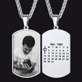 Customized Picture Dog Tag Necklace With Calendar Memorial Gift for