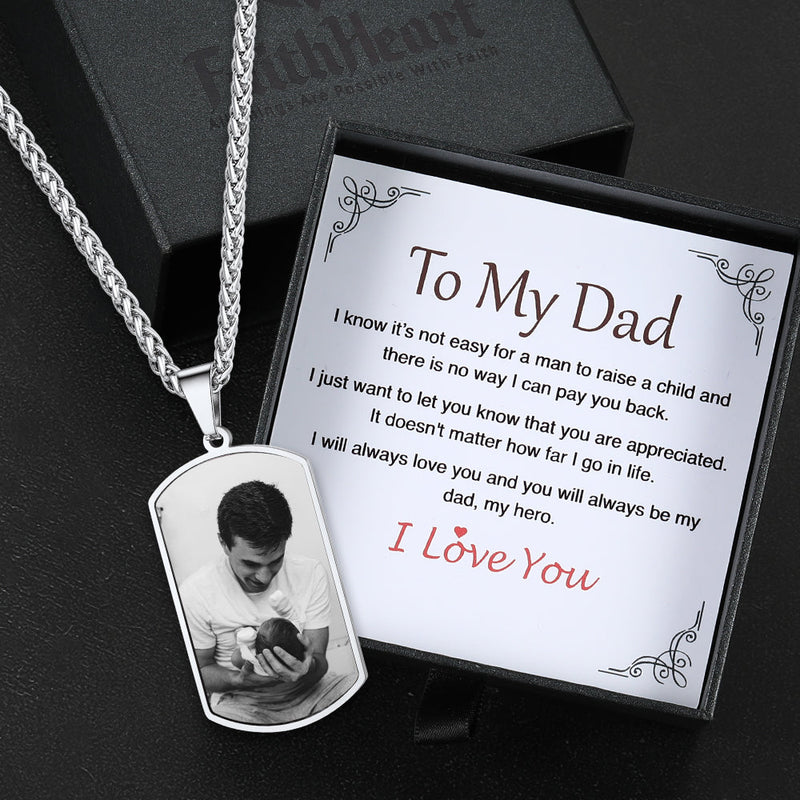 Customized Picture Dog Tag Necklace With Calendar Memorial Gift for