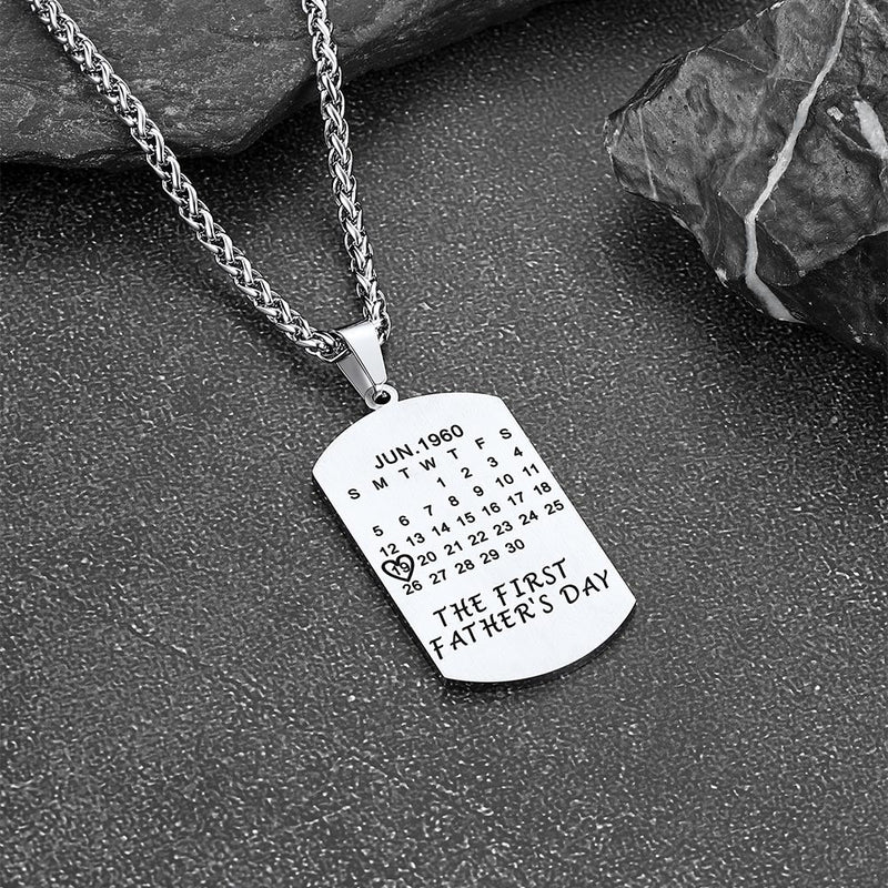 Customized Picture Dog Tag Necklace With Calendar Memorial Gift for