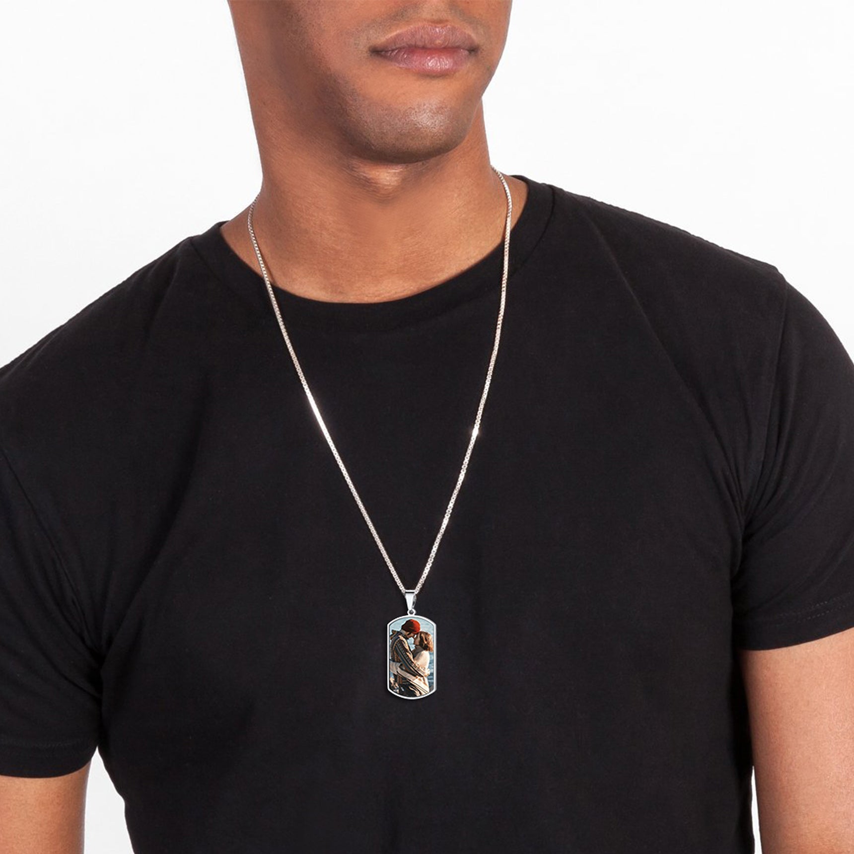 Custom Photo Dog Tag Necklace With Picture Memorial Gift