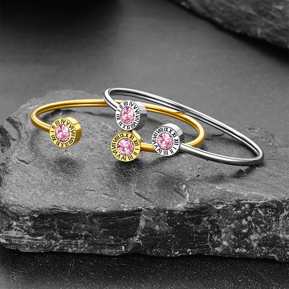 Roman Numerals Birthstone Bracelets for