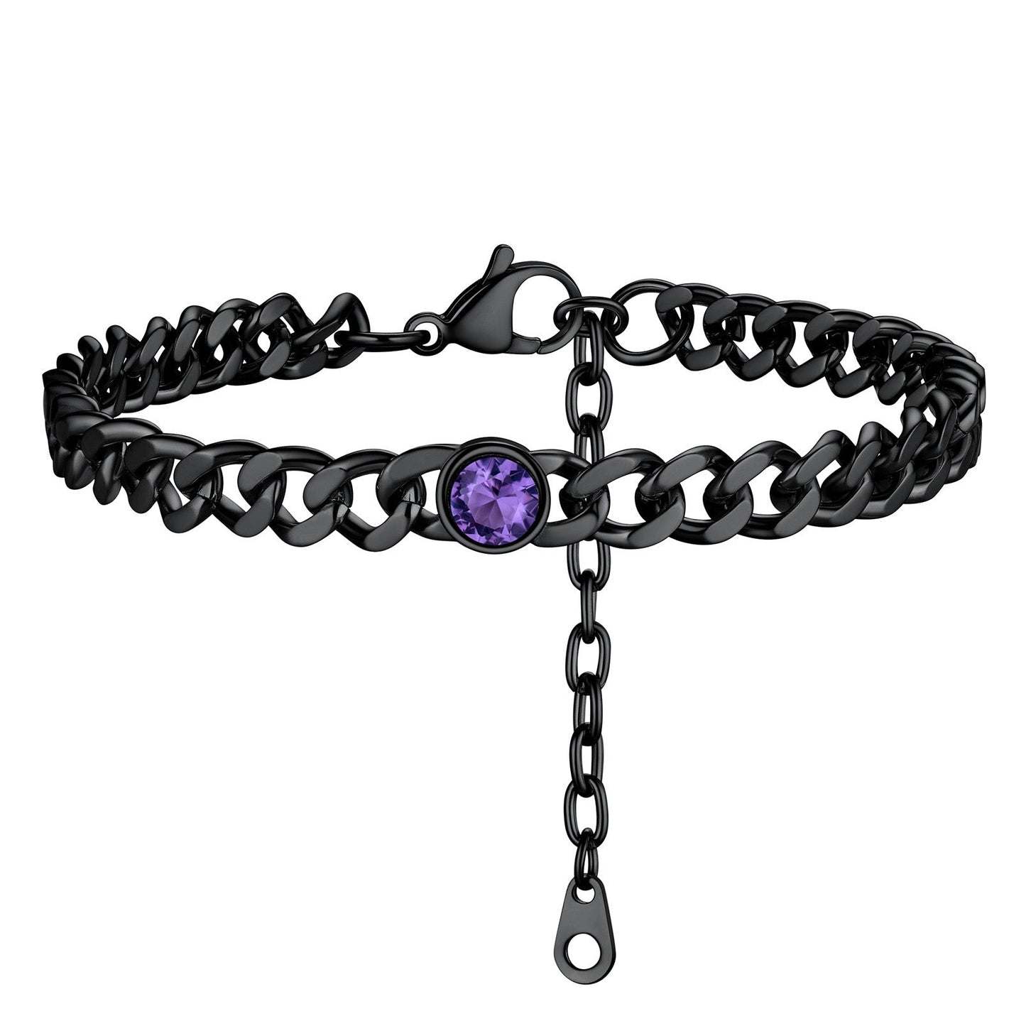 Personalized Birthstone Cuban Link Anklet for