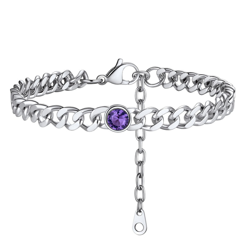 Personalized Birthstone Cuban Link Anklet for