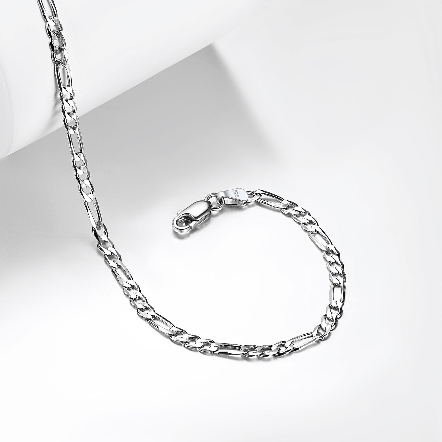 Sterling Silver Figaro Chain Link Ankle Bracelet for