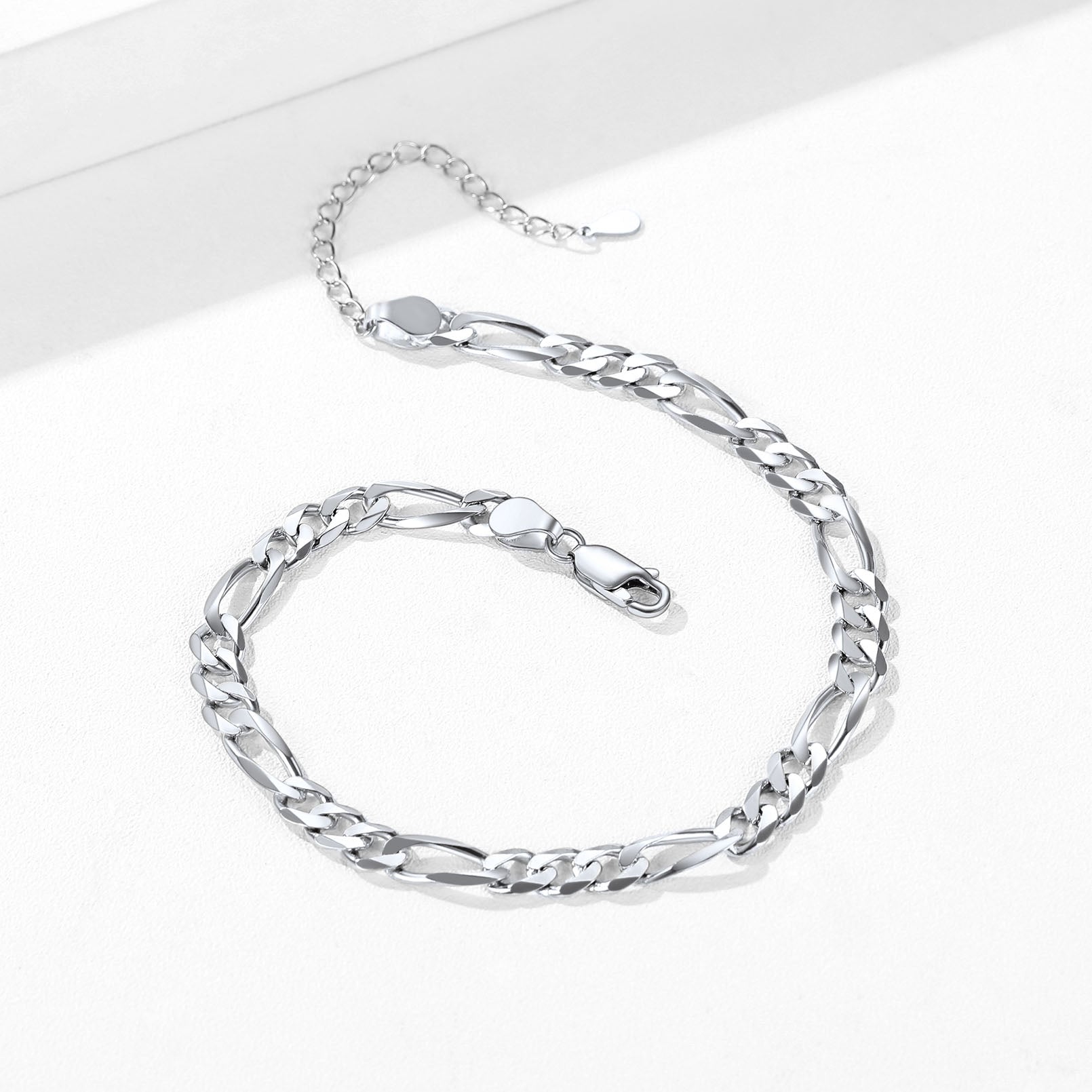 Sterling Silver Figaro Chain Link Ankle Bracelet for