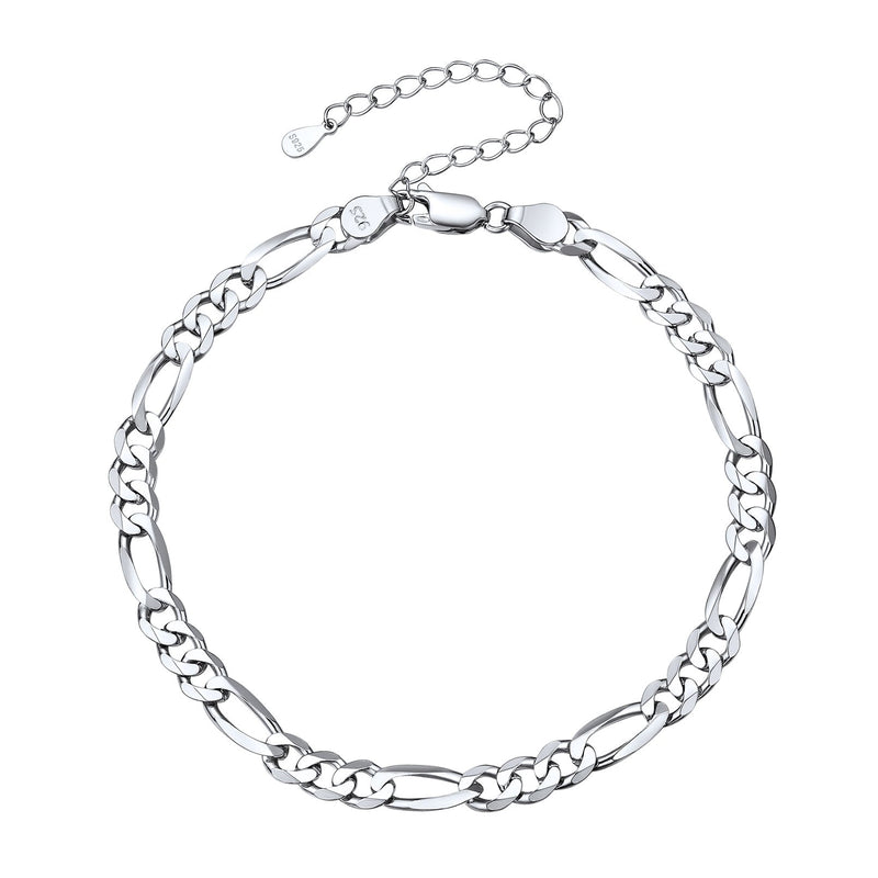 Sterling Silver Figaro Chain Link Ankle Bracelet for