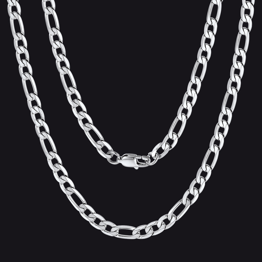 Figaro Link Chain Cuban Necklace for , 4/6/9/13 Mm Width
