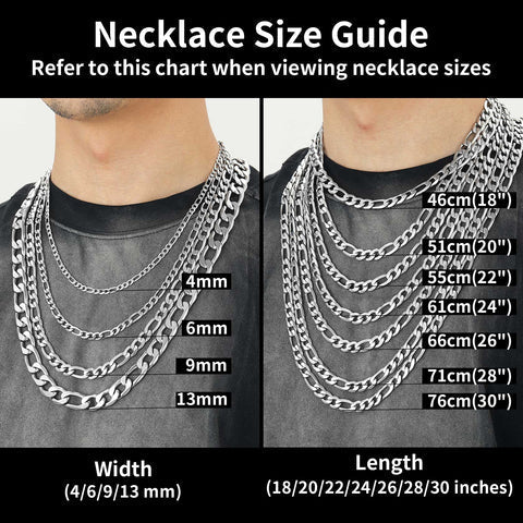 Figaro Link Chain Cuban Necklace for , 4/6/9/13 Mm Width
