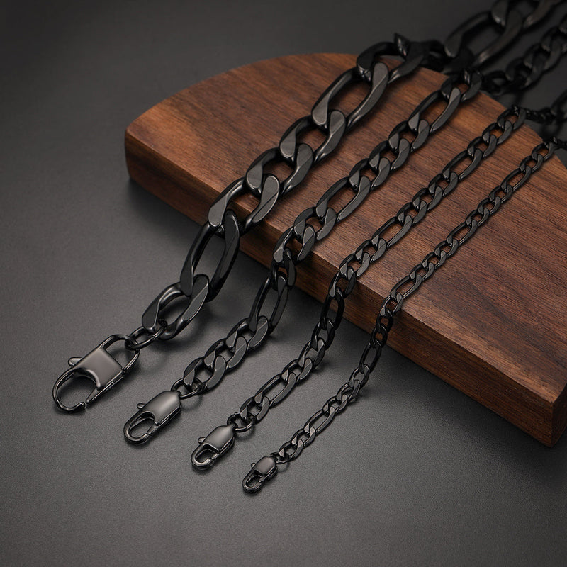 Figaro Link Chain Cuban Necklace for , 4/6/9/13 Mm Width