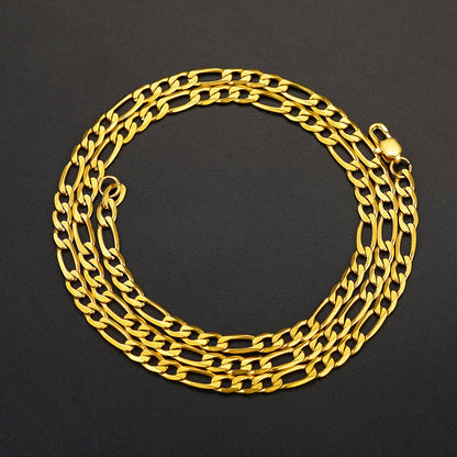 Figaro Link Chain Cuban Necklace for , 4/6/9/13 Mm Width