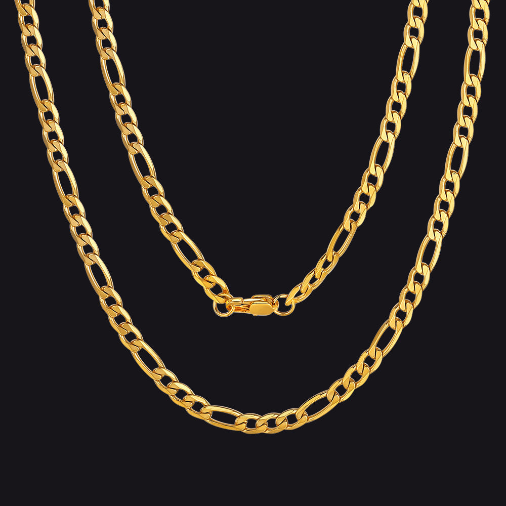 Figaro Link Chain Cuban Necklace for , 4/6/9/13 Mm Width