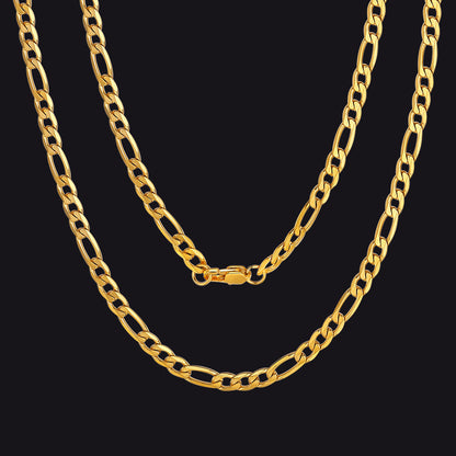 Figaro Link Chain Cuban Necklace for , 4/6/9/13 Mm Width