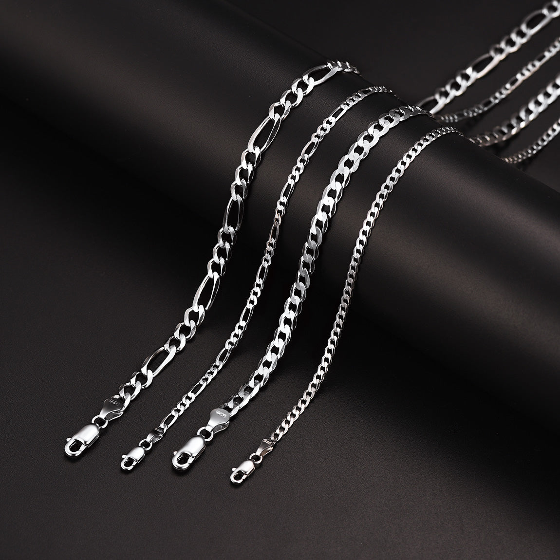 Figaro Link Chain Necklace in Sterling Silver