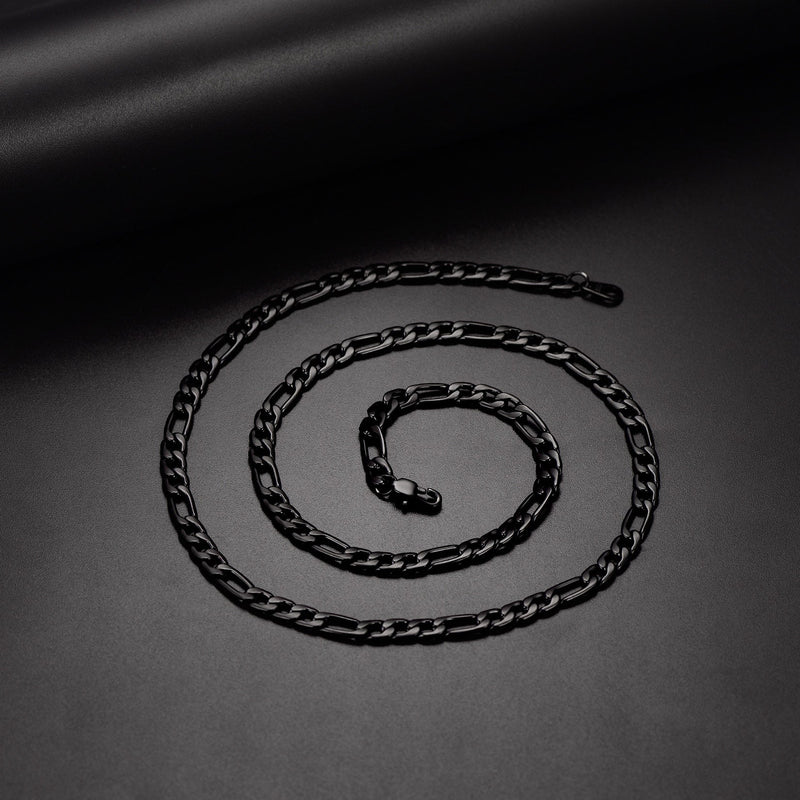 8mm Figaro Link Chain & Bracelet Bundle Set for
