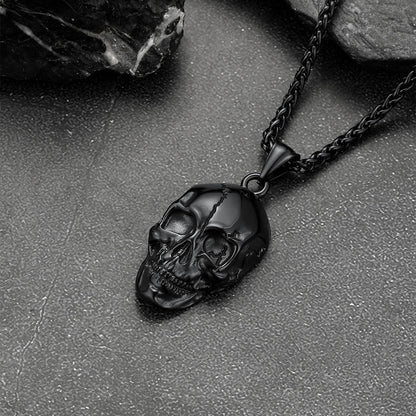 Gothic Skull Necklace With Fissured Skeleton Head for