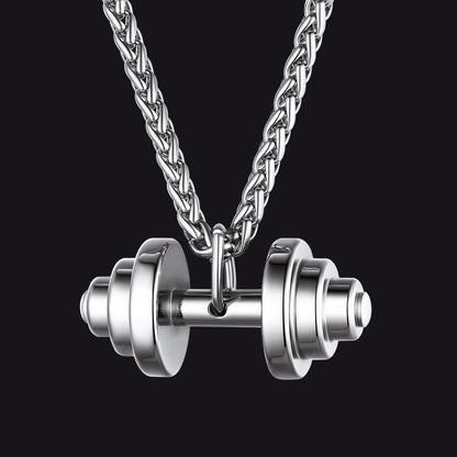 Fitness Dumbbell Pendant Necklace for