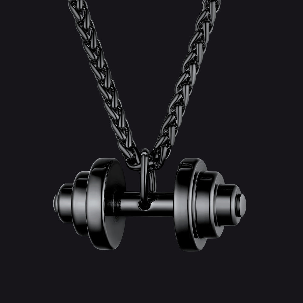 Fitness Dumbbell Pendant Necklace for