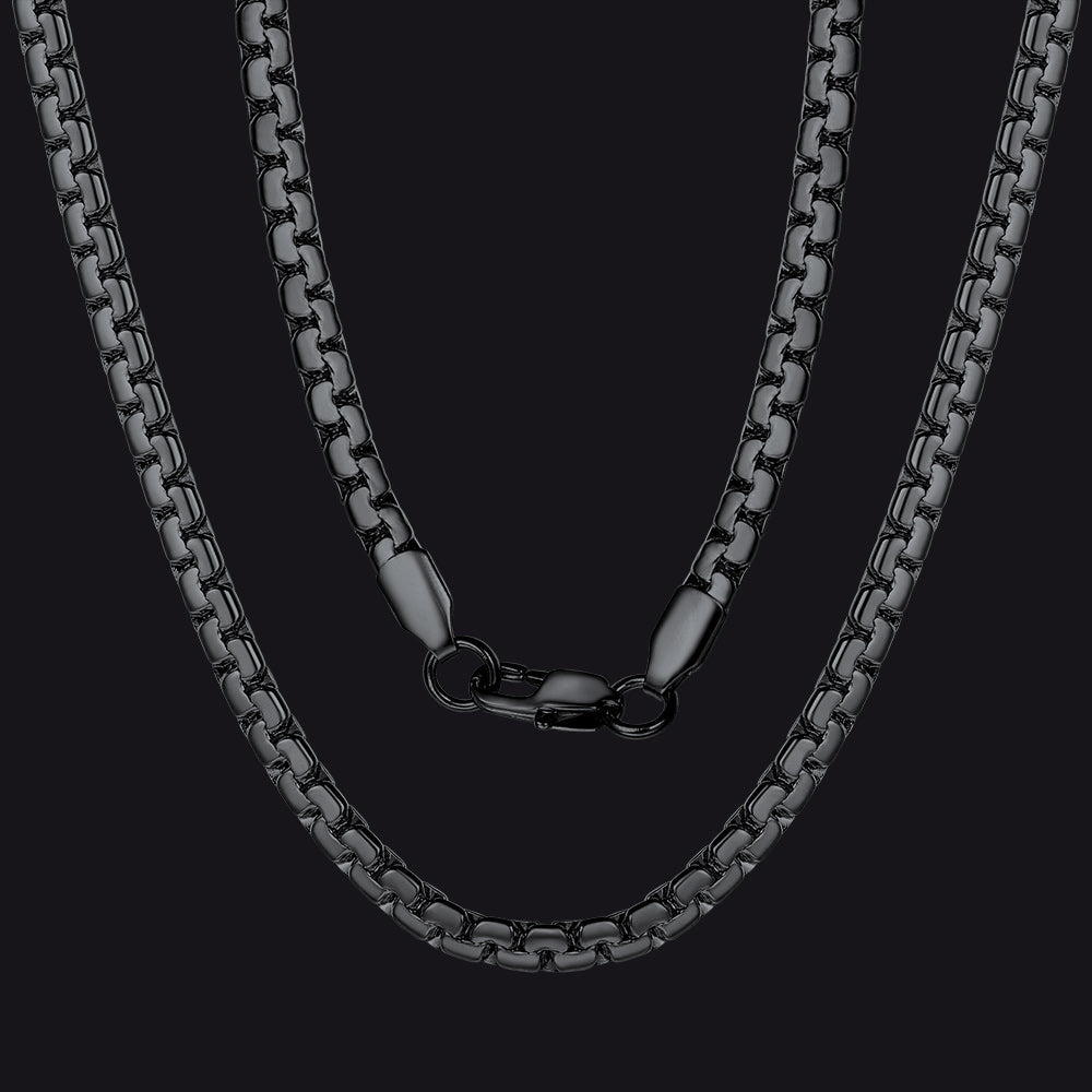 Flat Box Link Chain Stainless Steel Necklace for