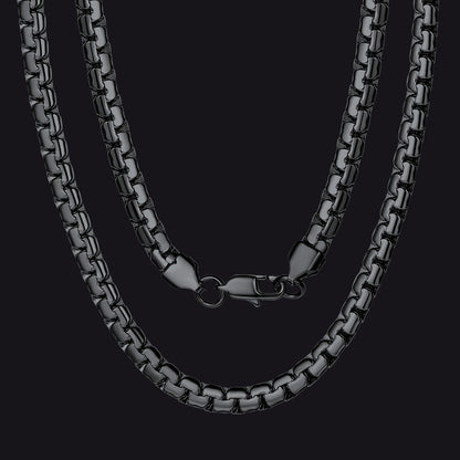 Flat Box Link Chain Stainless Steel Necklace for