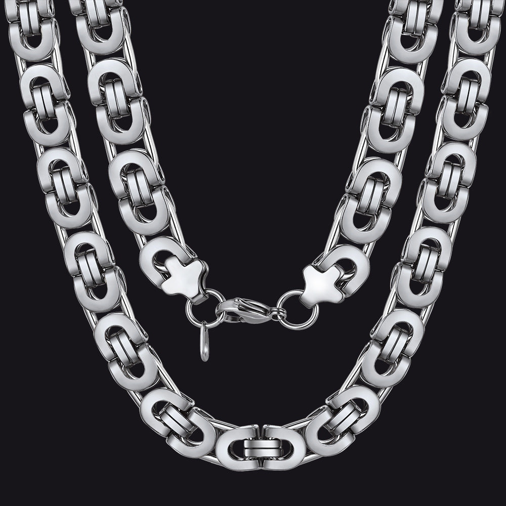 Byzantine Link Chain Stainlss Steel Necklace for