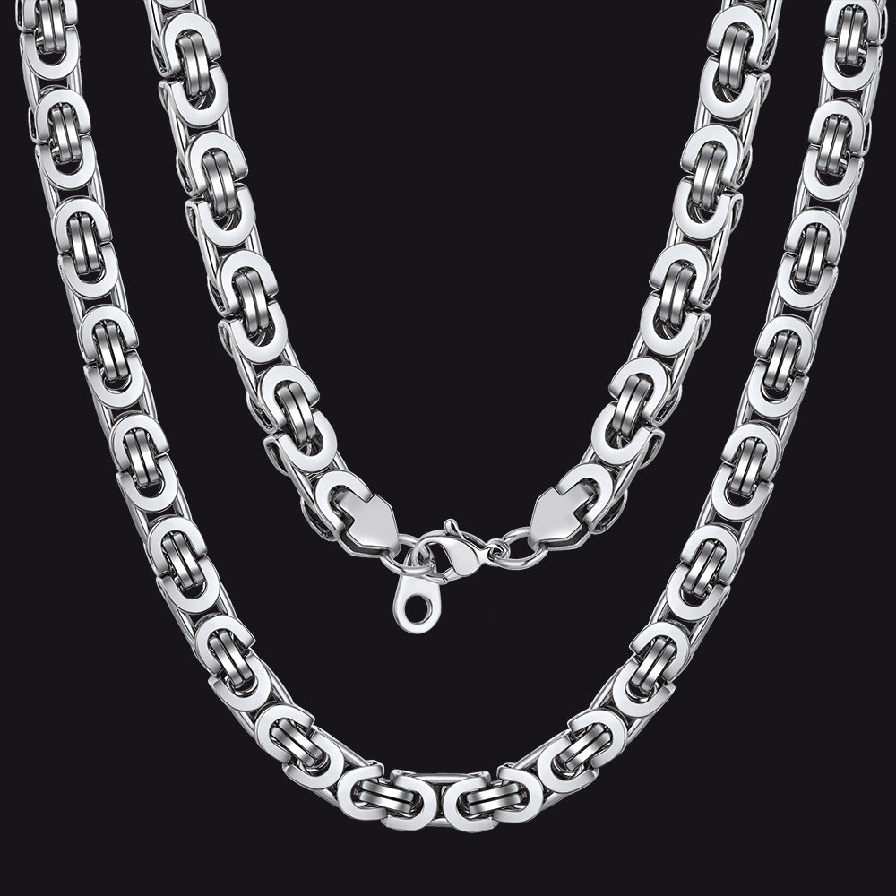 Byzantine Link Chain Stainlss Steel Necklace for