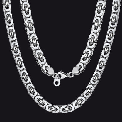 Byzantine Link Chain Stainlss Steel Necklace for