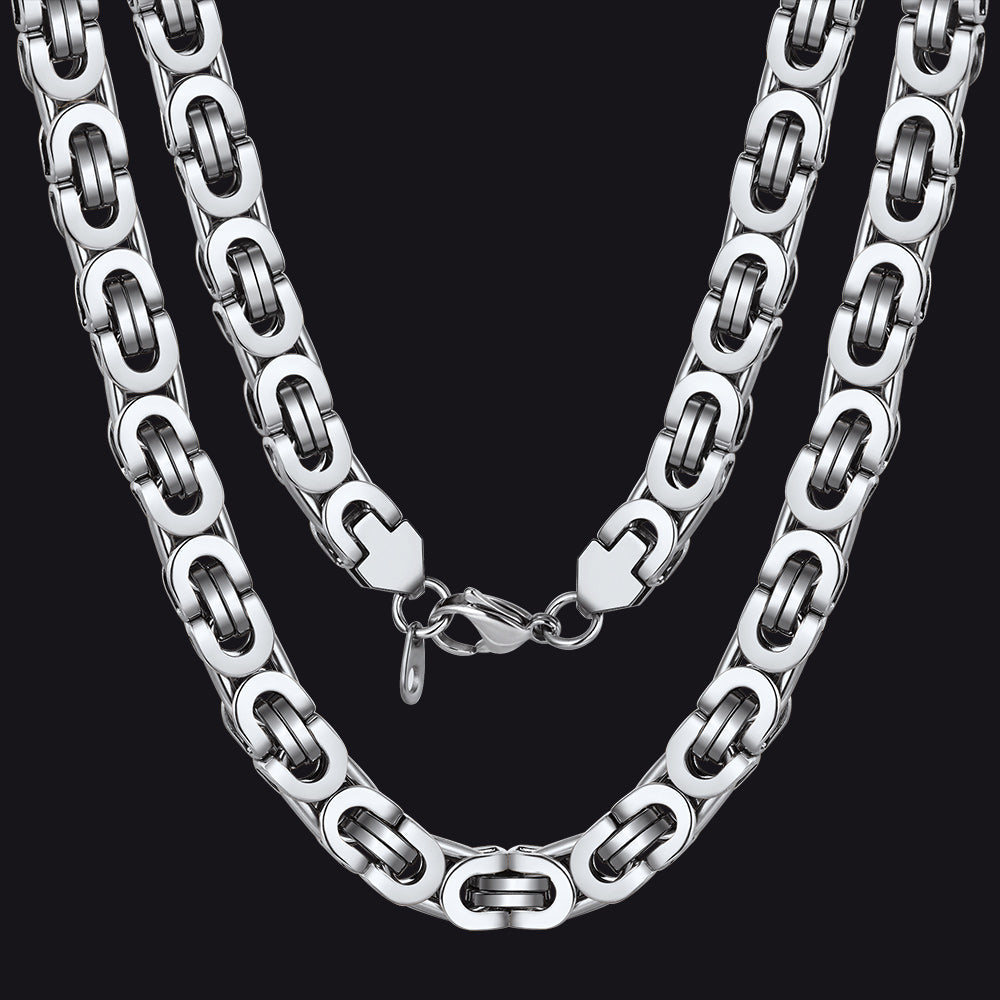 Byzantine Link Chain Stainlss Steel Necklace for