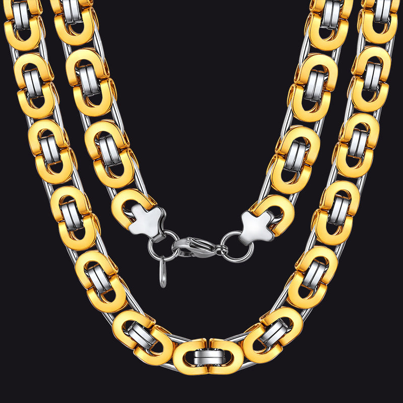 Byzantine Link Chain Stainlss Steel Necklace for