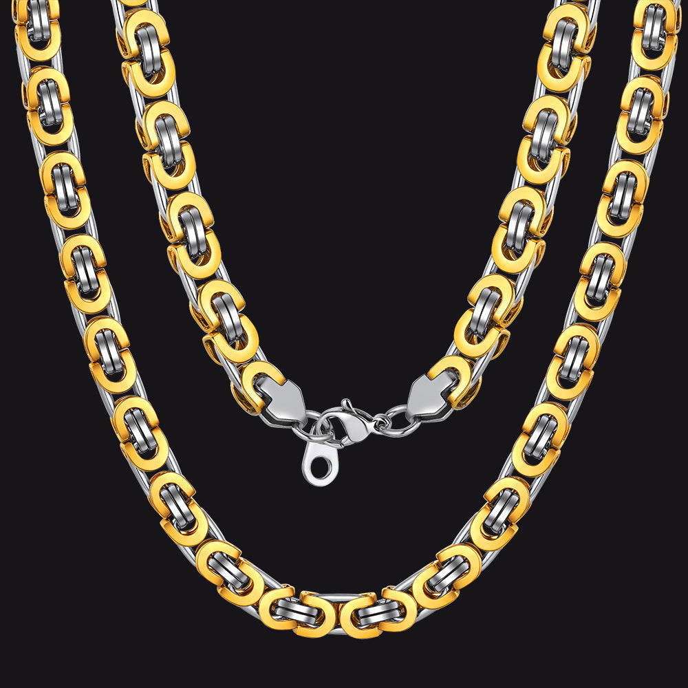 Byzantine Link Chain Stainlss Steel Necklace for