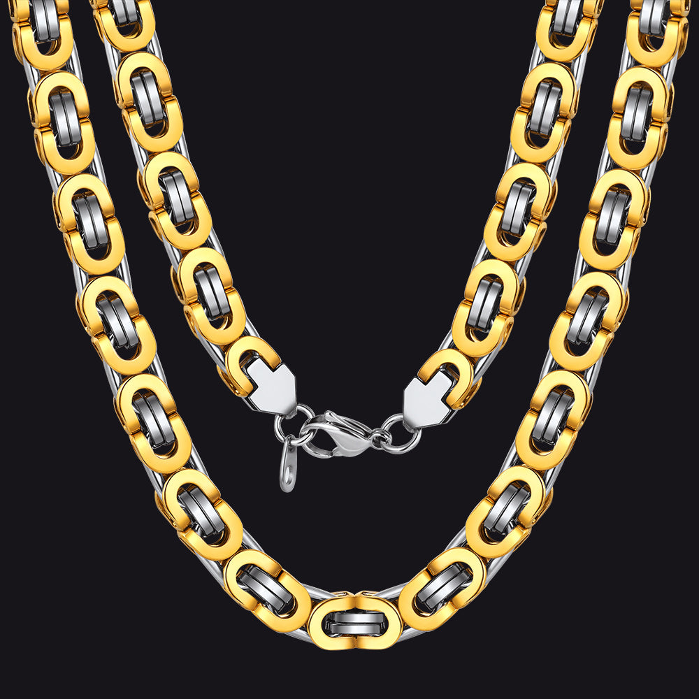 Byzantine Link Chain Stainlss Steel Necklace for