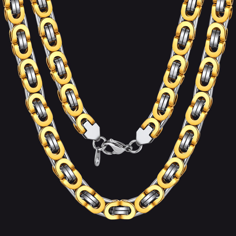 Byzantine Link Chain Stainlss Steel Necklace for