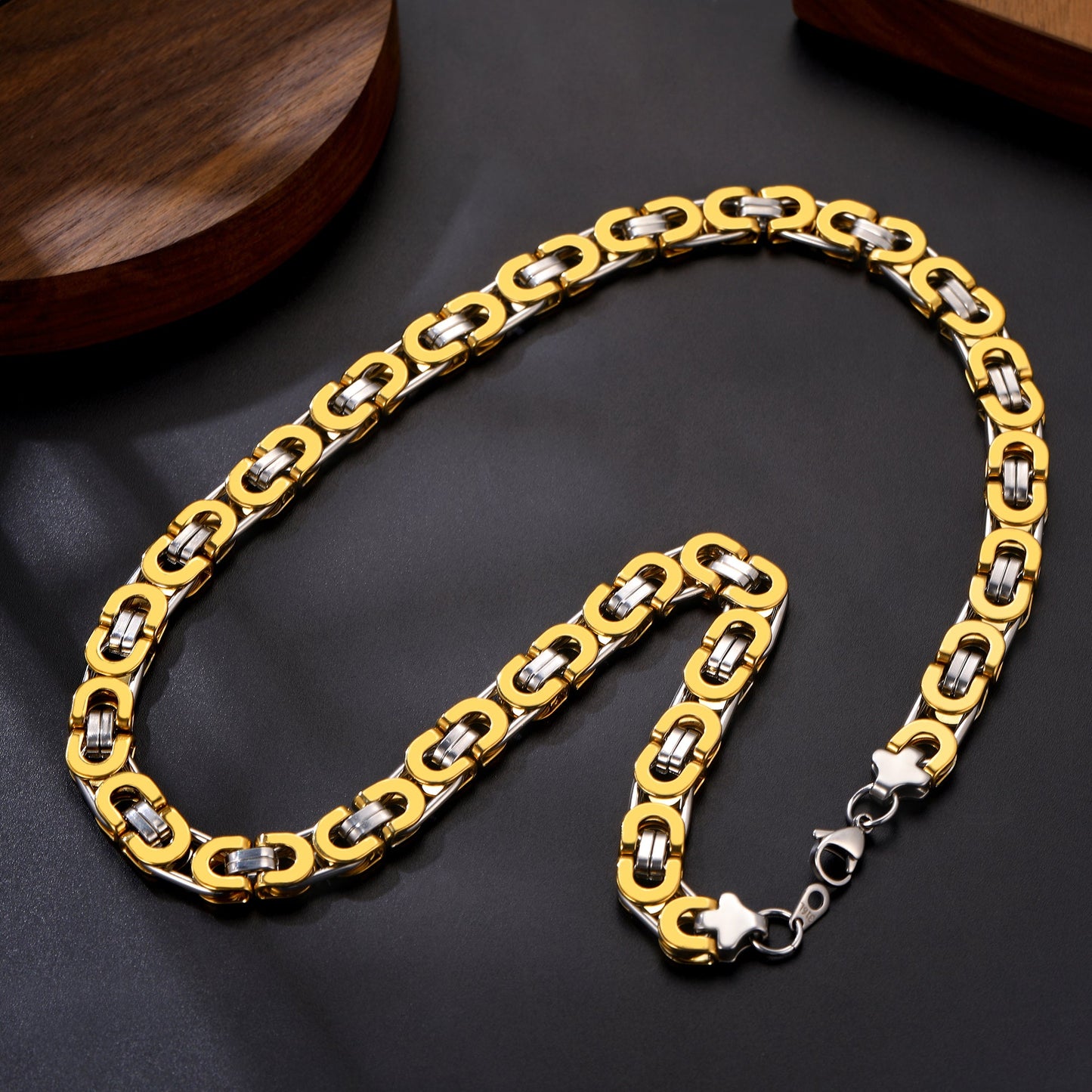 Byzantine Link Chain Stainlss Steel Necklace for