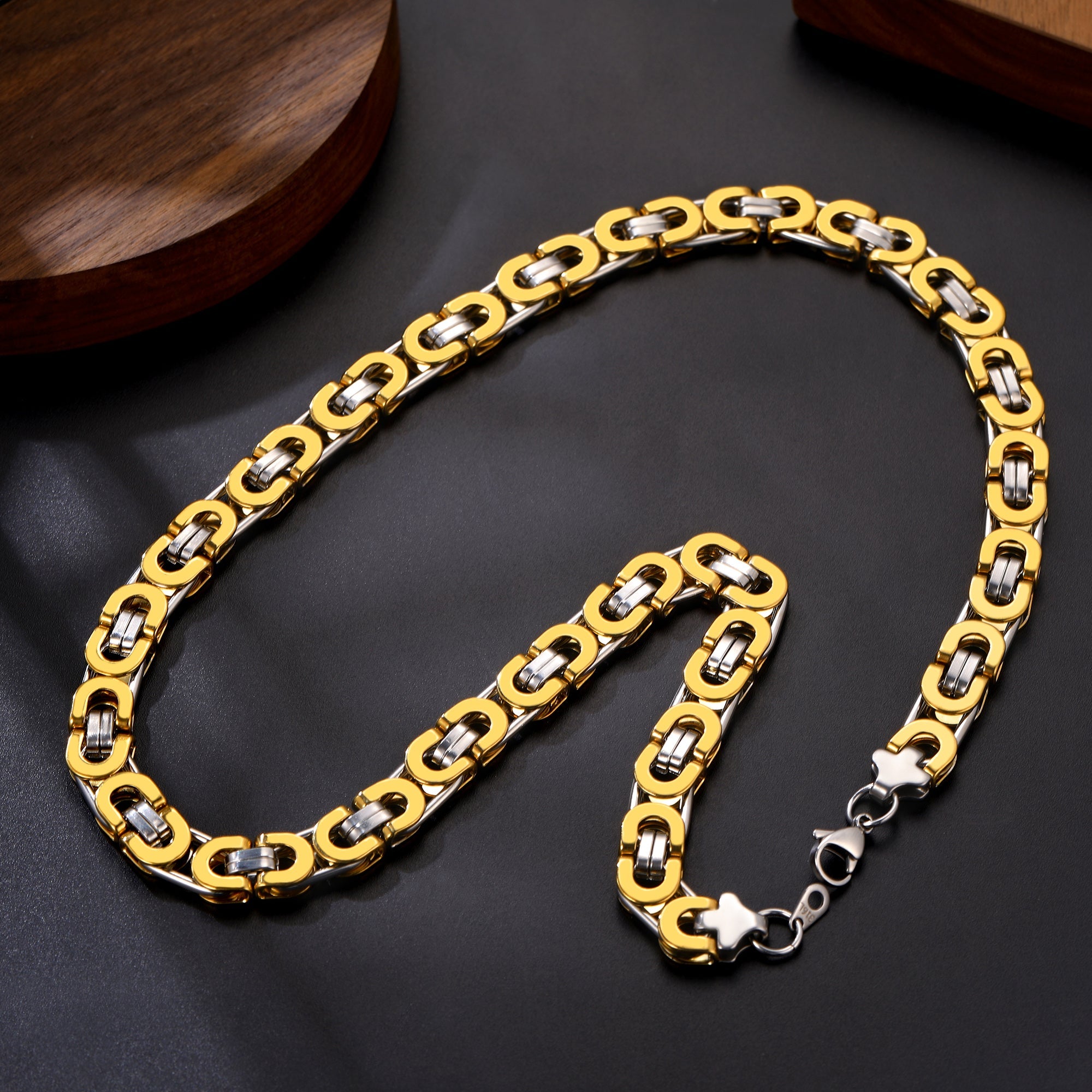 Byzantine Link Chain Stainlss Steel Necklace for