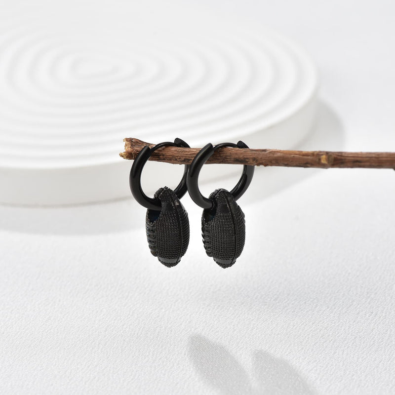 American Football Dangle Hoop Earrings for