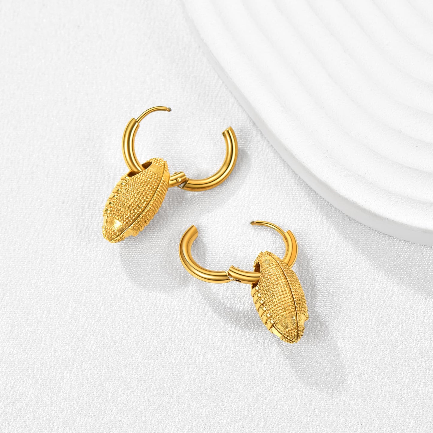 American Football Dangle Hoop Earrings for