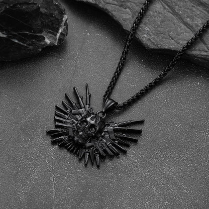 Punk Full Armed Skull Pendant Necklace for