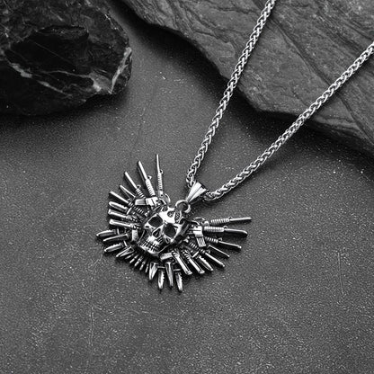 Punk Full Armed Skull Pendant Necklace for