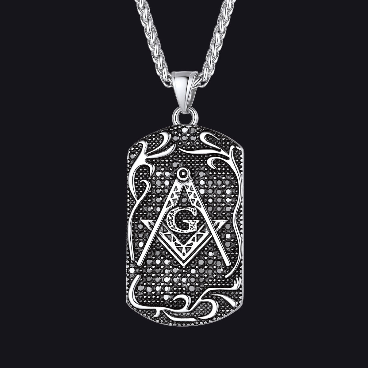 Engraved Masonic Freemason Dog Tag Necklace for