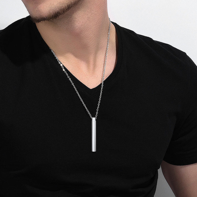 Engraved Bar Urn Necklace for Keepsake Memorial Jewelry