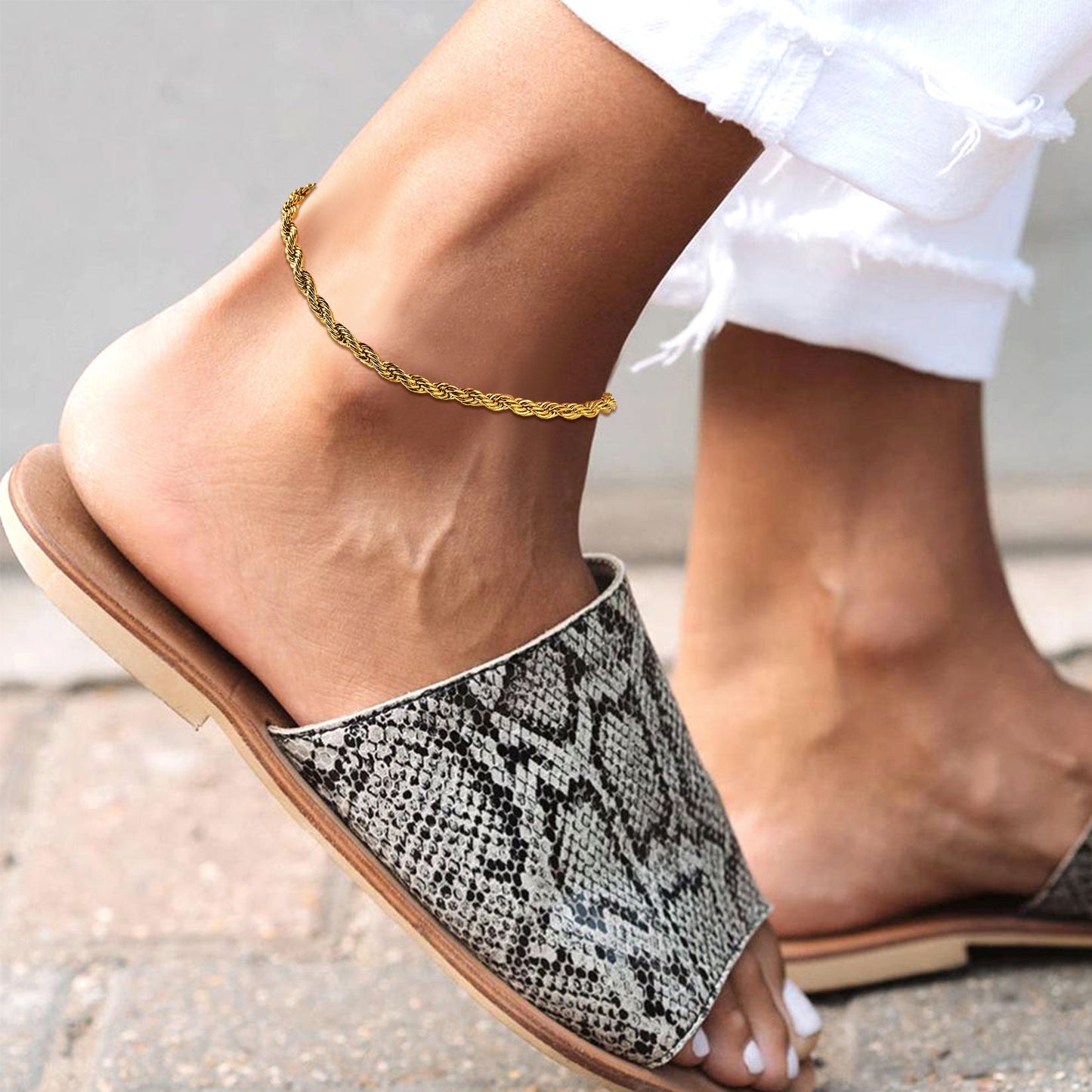 Stainless Steel Twisted Rope Chain Ankle Bracelet for Gift for Mom