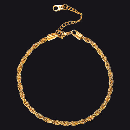 Stainless Steel Twisted Rope Chain Ankle Bracelet for Gift for Mom