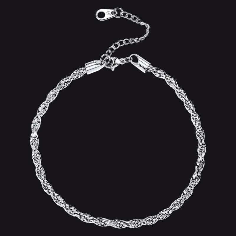 Stainless Steel Twisted Rope Chain Ankle Bracelet for Gift for Mom