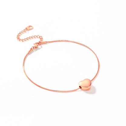 Custom Engraving Heart Ankle Bracelet With Cable Chain for