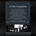Engraved Braided Leather Bracelet for My Grandson