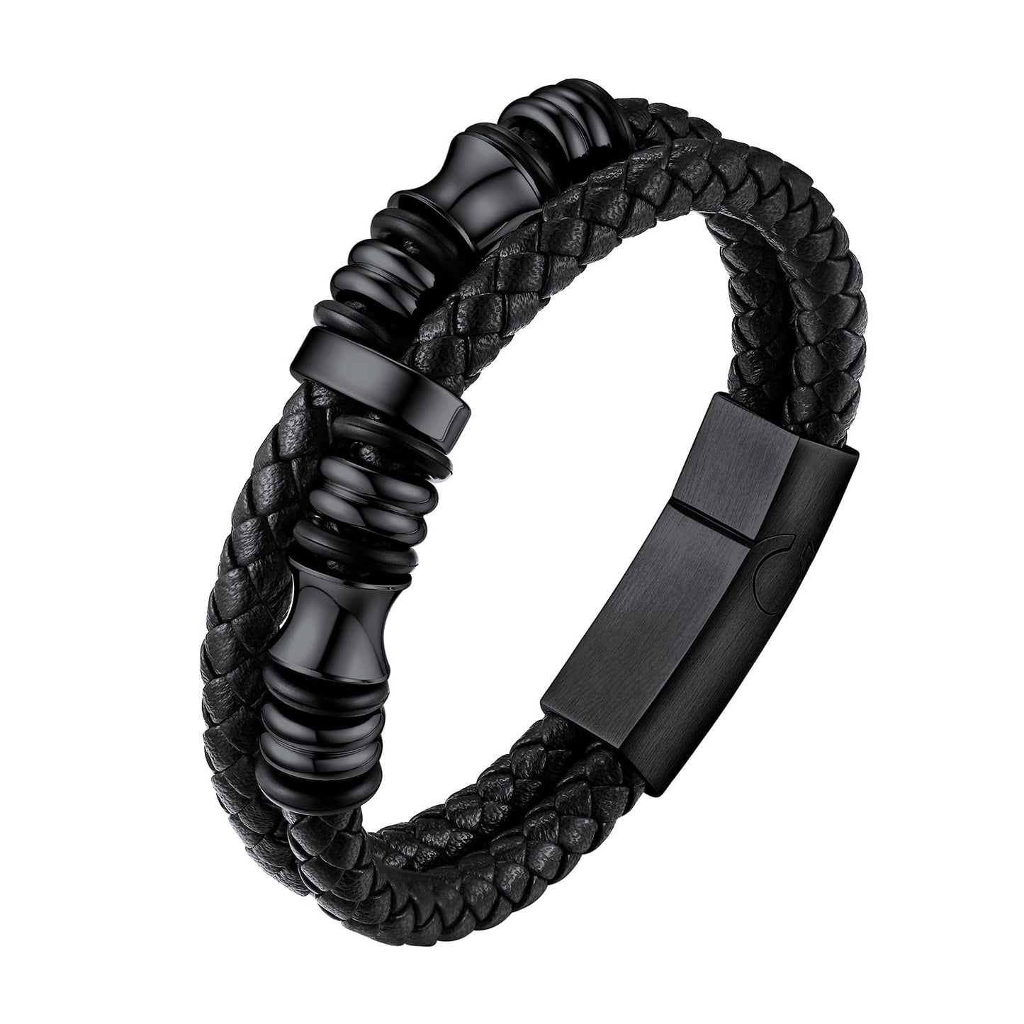 Engraved Braided Leather Bracelet for My Grandson