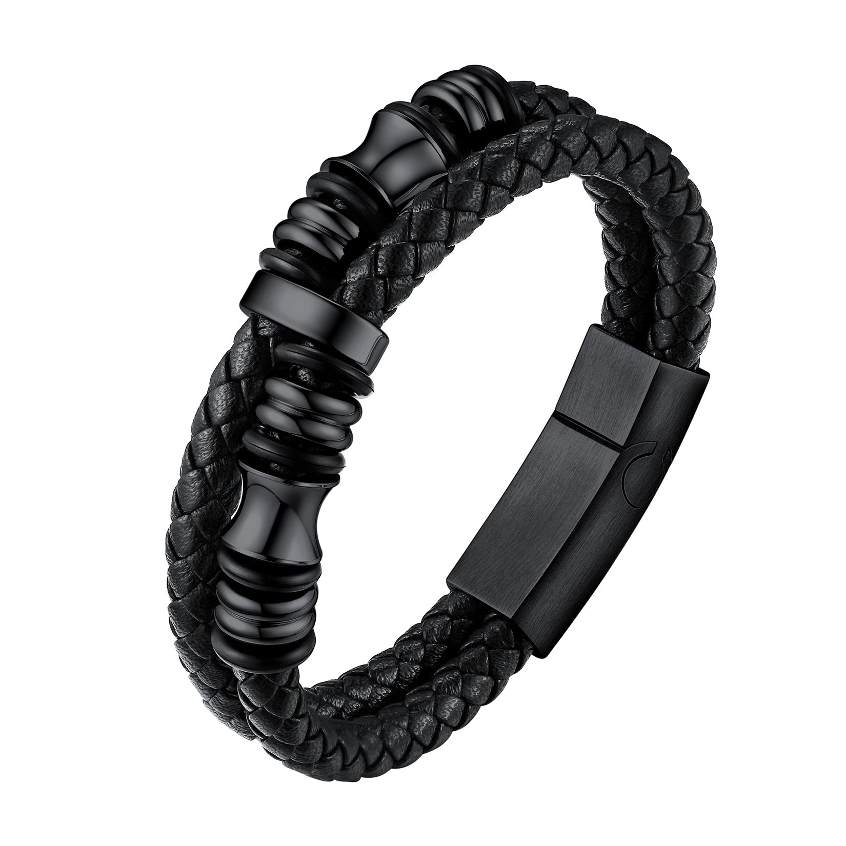Engraved Braided Leather Bracelet for My Grandson