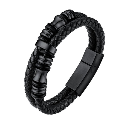 Engraved Braided Leather Bracelet for My Grandson