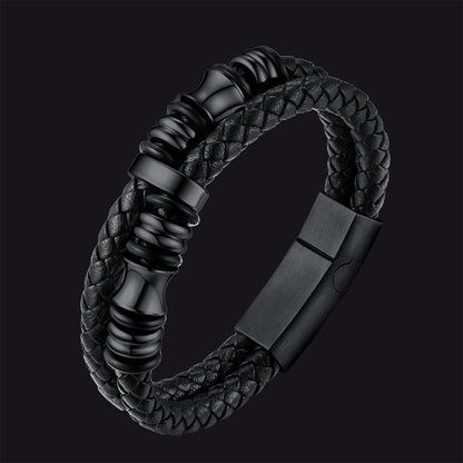Engraved Braided Leather Bracelet for My Grandson