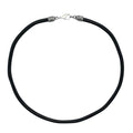 Extra Thick 5mm Wide Black Leather Cord Silver Necklace
