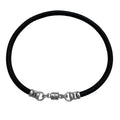 Thick 3mm Wide Black Leather Bracelet With Sterling Silver Magnetic Clasp